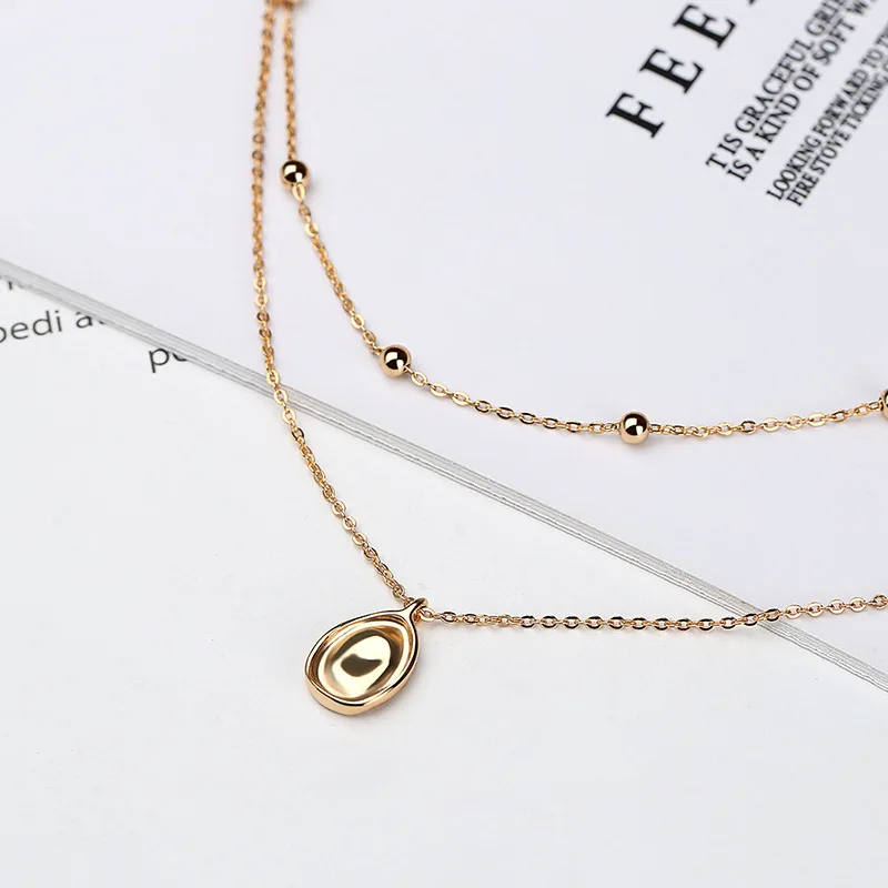 Женское Двухслойное ожерелье-цепочка из серебра 925 пробы с золотистыми бусинами |