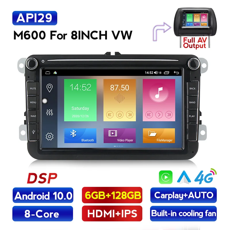 Автомагнитола 2DIN с голосовым управлением DVD плеер на Android 10 8 дюймов для VW POLO GOLF 5 6
