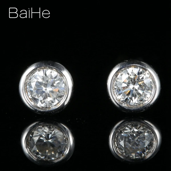 BAIHE, 18 К, белое золото, 0.20CT SI/H, натуральные бриллианты, хорошее ювелирное изделие, свадебный подарок, обручение, модные женские серьги-гвоздики