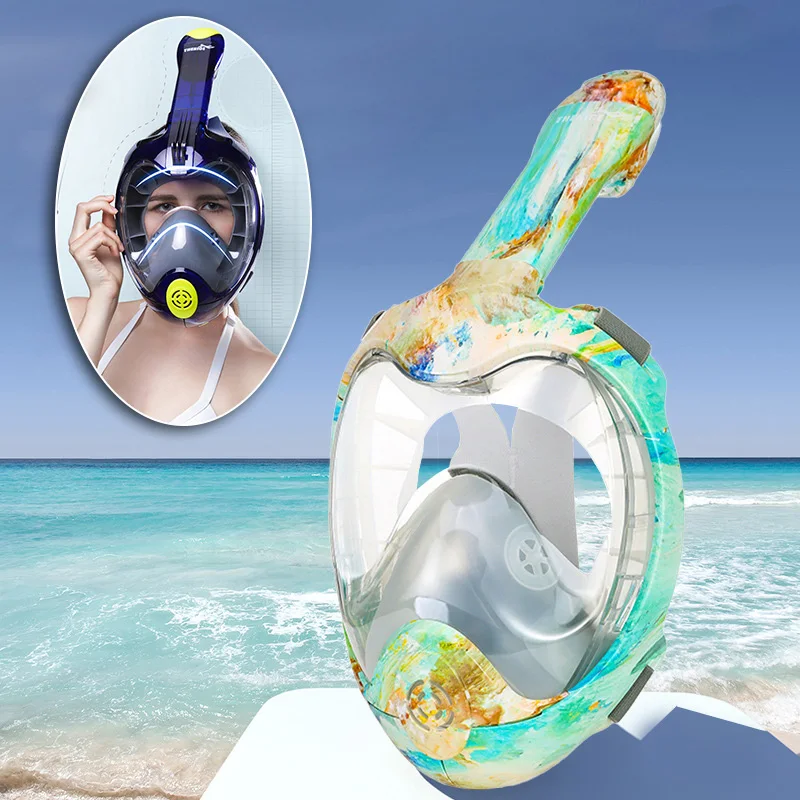 

Маска для дайвинга на все лицо для взрослых и молодежи противотуманная подводная безопасная маска для подводного плавания Водонепроницаем...