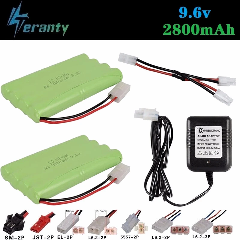 9.6v 2800mAh Battery Charger Sets For RC Car Robots Tanks Guns Boats NiMH Aa 2400mah Rechargeable Pack | Игрушки и хобби