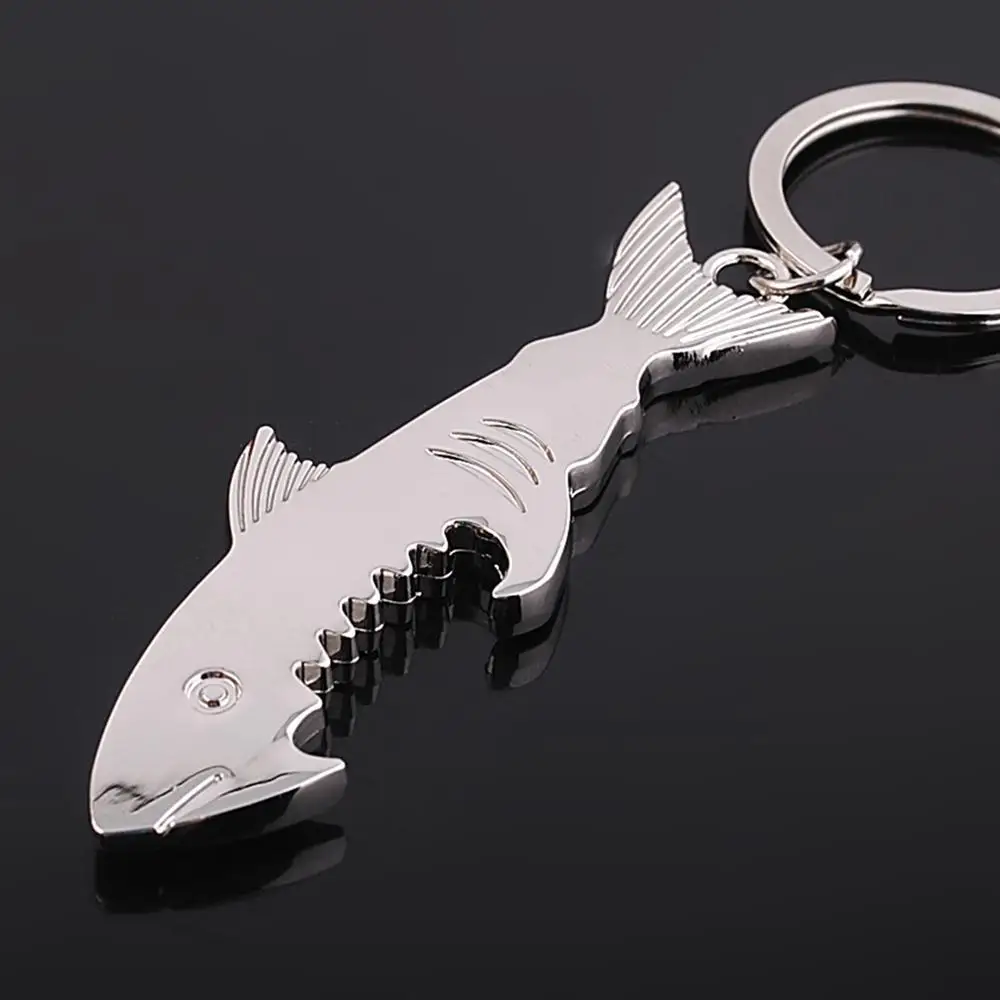 

Practical Shark Bottle Opener Keychain Portable Multi-Function Metal Keychains Creative Small Commodities Festival Gifts Keyring