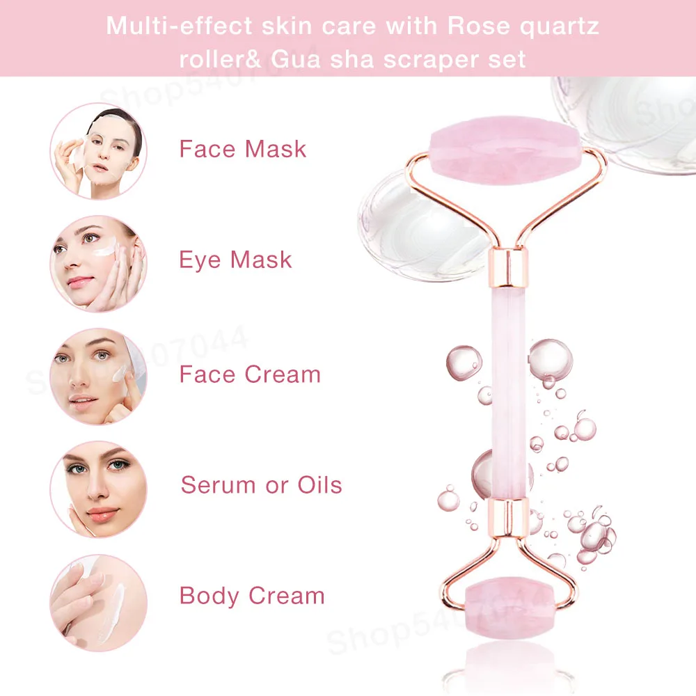 Розовый кварц Нефритовый ролик массажер для лица похудения роликовый камень