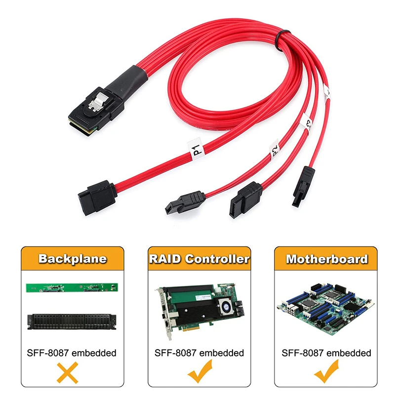 

Mini SAS Server Cable SFF8087 To 4SATA Cable 36P Hard Drive Data Cord GK99