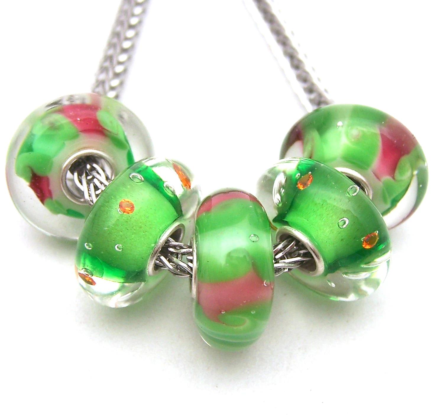 

YG2381 5X 100% Authenticity S925 Sterling Silver Beads Murano Glassbeads beads Fit European Charms Bracelet diy jewelry Lampwork
