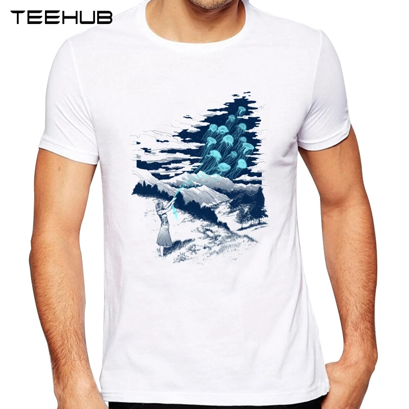 TEEHUB Мужская Новая мода выпуск Медузы Дизайн короткий рукав футболка классная с