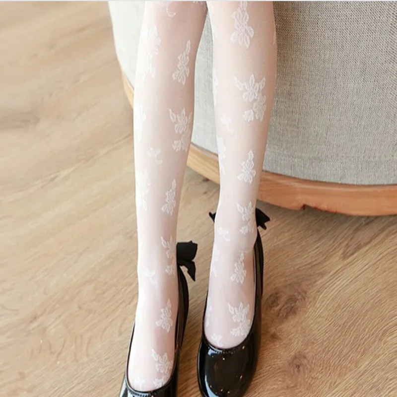 

Корейская версия, летние тонкие кружевные шелковые колготки для девочек, чулки, розовые жаккардовые колготки, детские колготки