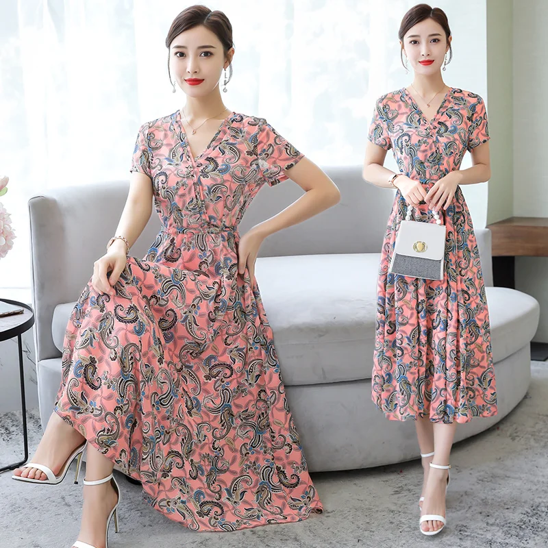 Платье женское длинное с V образным вырезом приталенное элегантное модное платье