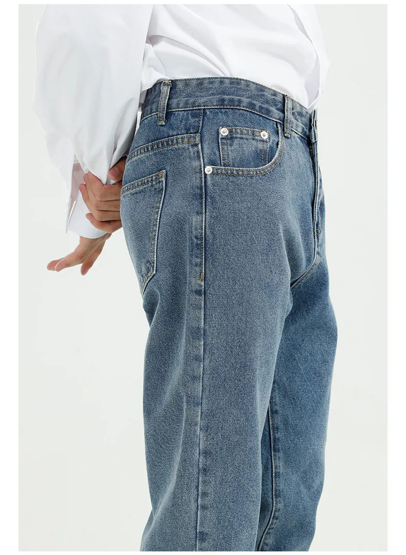 

Male Streetwear Vintage Fashion Hip Hop Denim Pant Jean Men Washed Color Straight Casual Jeans Trousers