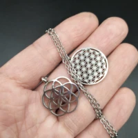 highly polished stainless steel dainty seed flower of life sacred geometry womens necklaces jewelry fleur de vie neclase women