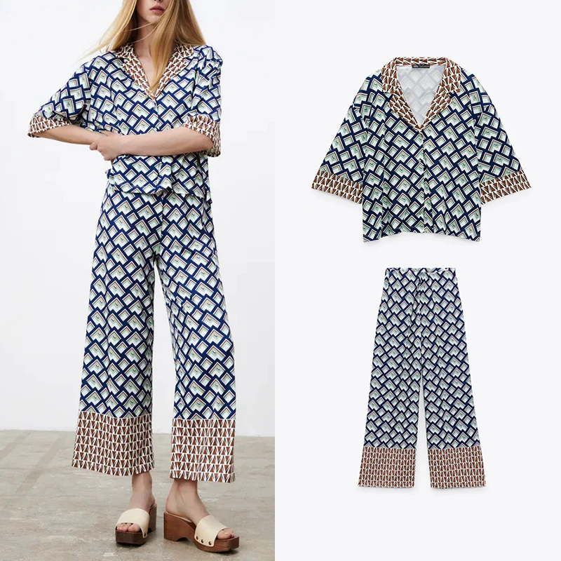 Женский комплект из 2 предметов ZA блузка с коротким рукавом и V образным вырезом