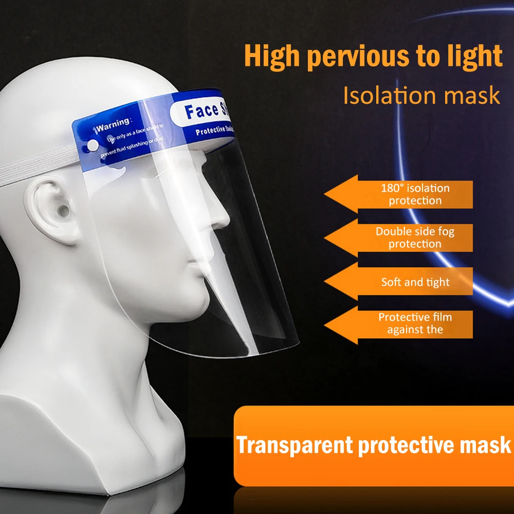

2/5/10pcs Splash-Proof Protective Face Shield Reusable Full Face Protective Mask Saliva Protection Clear Visor Respirator NEW