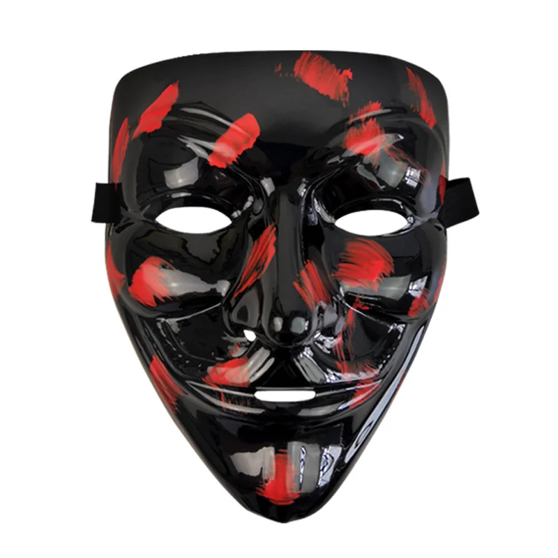 

Black red V for Vendetta Mask Halloween Anonymous Movie Guy Fawkes Cosplay Glossy Mask Accessory Masquerade Party Cool Masks Hot