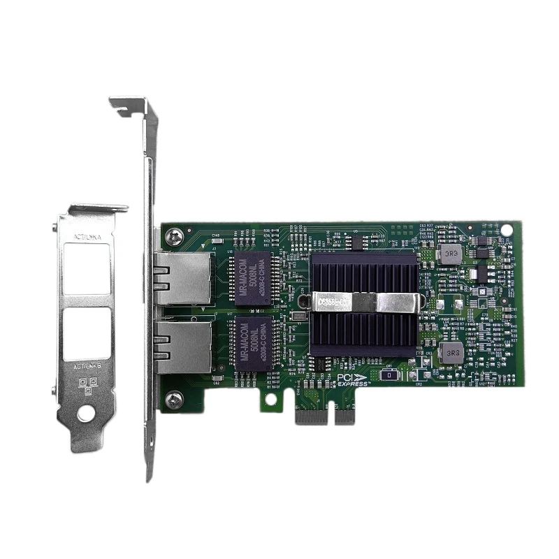 Компьютерная сетевая карта Настольная Pci-E Двухпортовая с чипом Intel82576 Поддержка