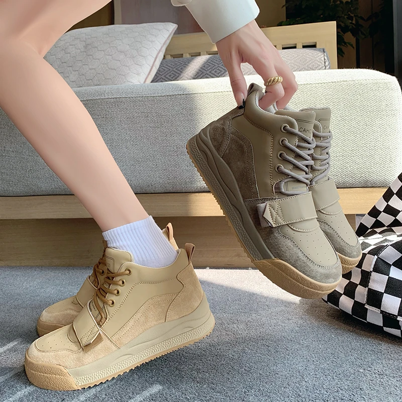 

Women Winter Keep Warm Shoes Fashion Flat Sole Women's Casual Ankle Boots Korea Style Ladies Fleeces Linning Sneakers