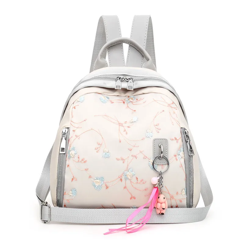 Мини рюкзак с цветочной вышивкой водонепроницаемый дорожный нейлоновый