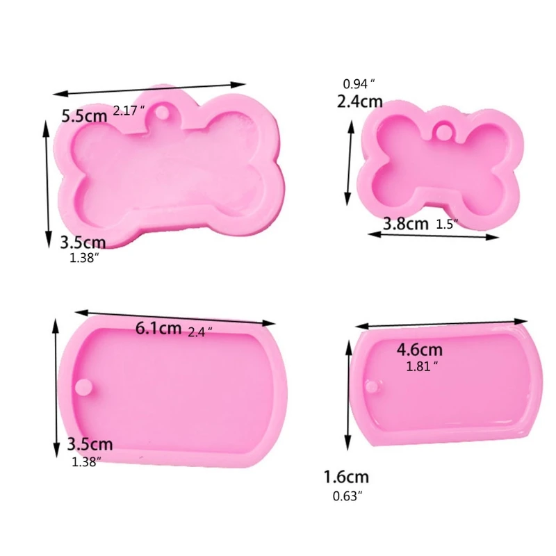 

4Pcs Dog Tags Epoxy Resin Mold DIY Crafts Jewelry Necklace Earrings Casting Tool Hanging Pendant Silicone Mould