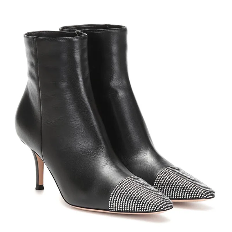 Kmeioo/Модные ботильоны женские демисезонные полусапожки на молнии тонком каблуке