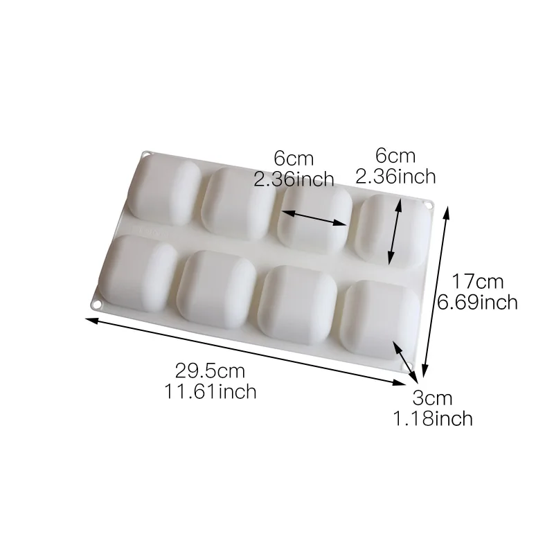 1 шт. Силиконовые 8 полости квадратной формы торта для выпечки Десерт Мороженое