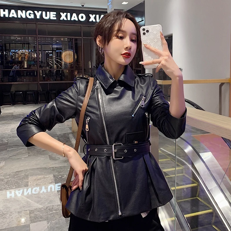 

2020 New Fashion Sheepskin Leather Jacket for Women Spring 2020 Slim-fitting Scooter Short Foam Leather Jacket Genuine Leather