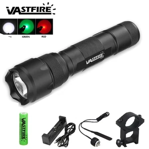 502B Q5 светодиодный вспышка светильник фонарь для охоты, ярко-красныйзеленыйбелый Цвет светильник + 18650 Перезаряжаемые Батарея + Зарядное устройство