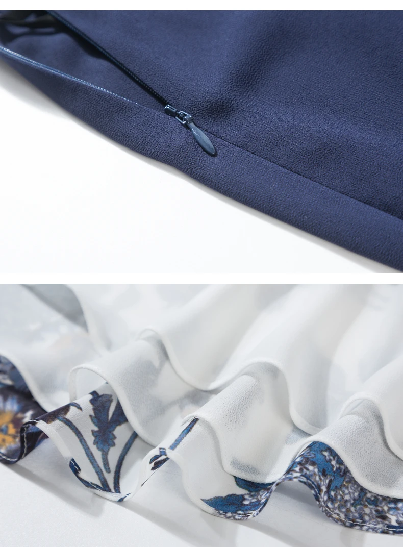 

Chiffon Blue Flared Pants Suit White Print Top Summer Two Piece Set Women's Clothing