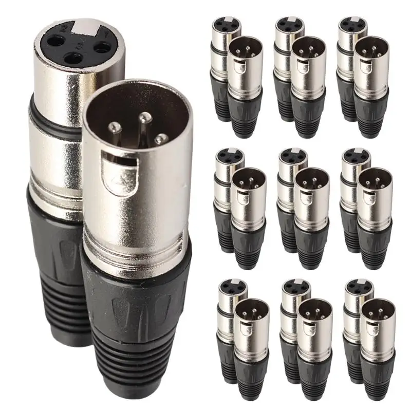 10 пар 3 контактный разъем XLR для микрофона черный|Соединители| |