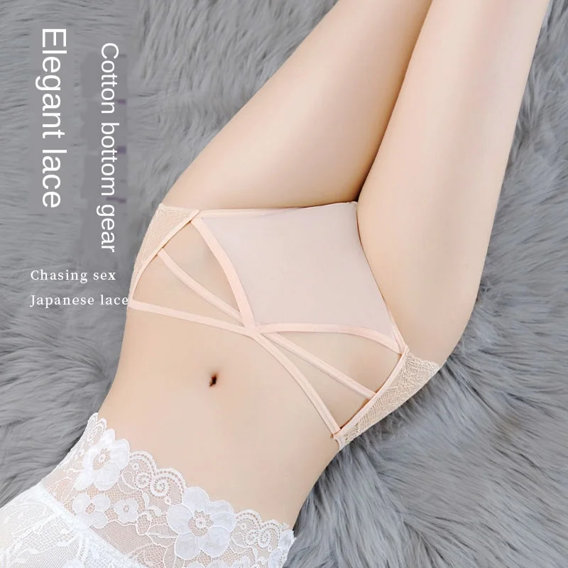 PantiesFemale Students Korean-Style Lace Sexy SummerThin Breathable Fully TransparentCute Girl HipSeamless Mid-Waist SexyPanties |