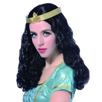 free beauty 22 long wavy black blonde red blue synthetic princess wigs with bangs headband for women fairy tales comic cosplay