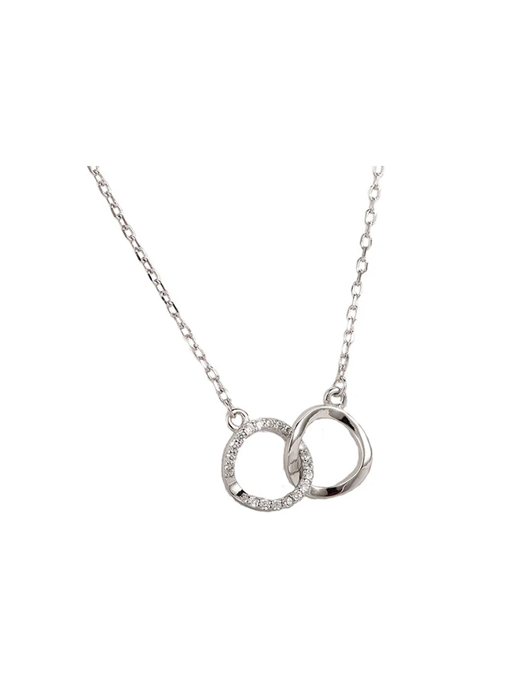 

New Simple Concentric Double Ring Necklace Crystal Ring Necklace Lady Party Jewelry Gift