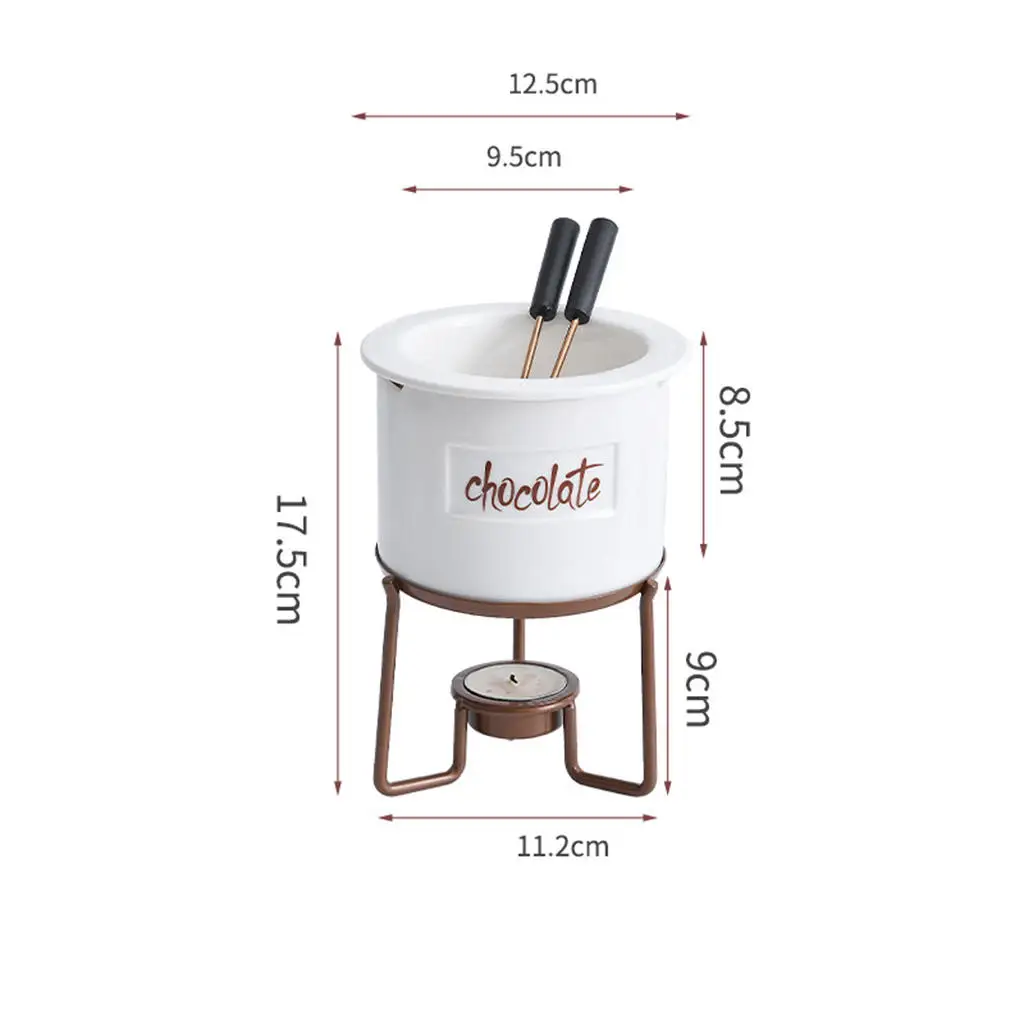 

6x Melting Pot Fondue Set Ceramic White Chocolate Melting Pot for Home Party Supplies