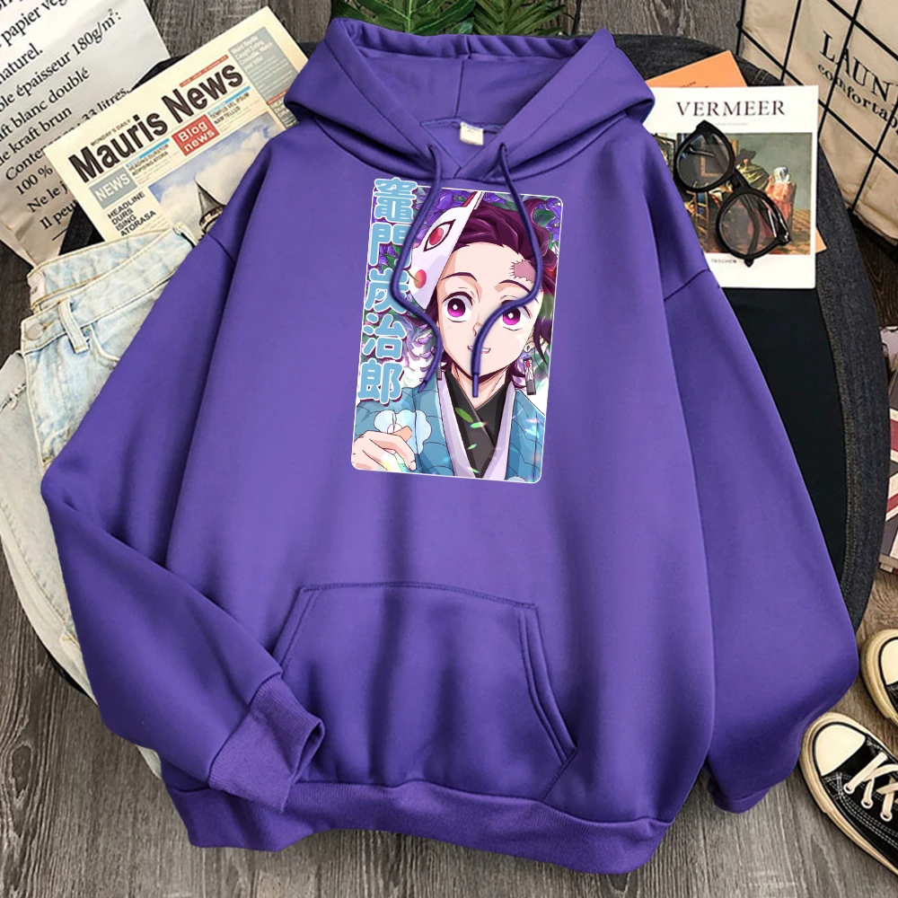 

Demon Slayer Kamado Tanjiro Print Hoodies Woman Loose Anime Vintage Clothes Fashion Female WInter Harajuku Cartoon Streetwear
