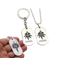 game nier automata keychain dog tag silver car key metal logo for men women bag pendant chaveiro jewelry