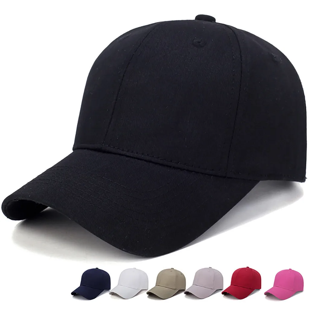 

Unisex Women Men Baseball Cap Sun Hat Female Mens Solid Color Outdoor Adjustable Cotton Light Board Hats Summer Black Caps#2