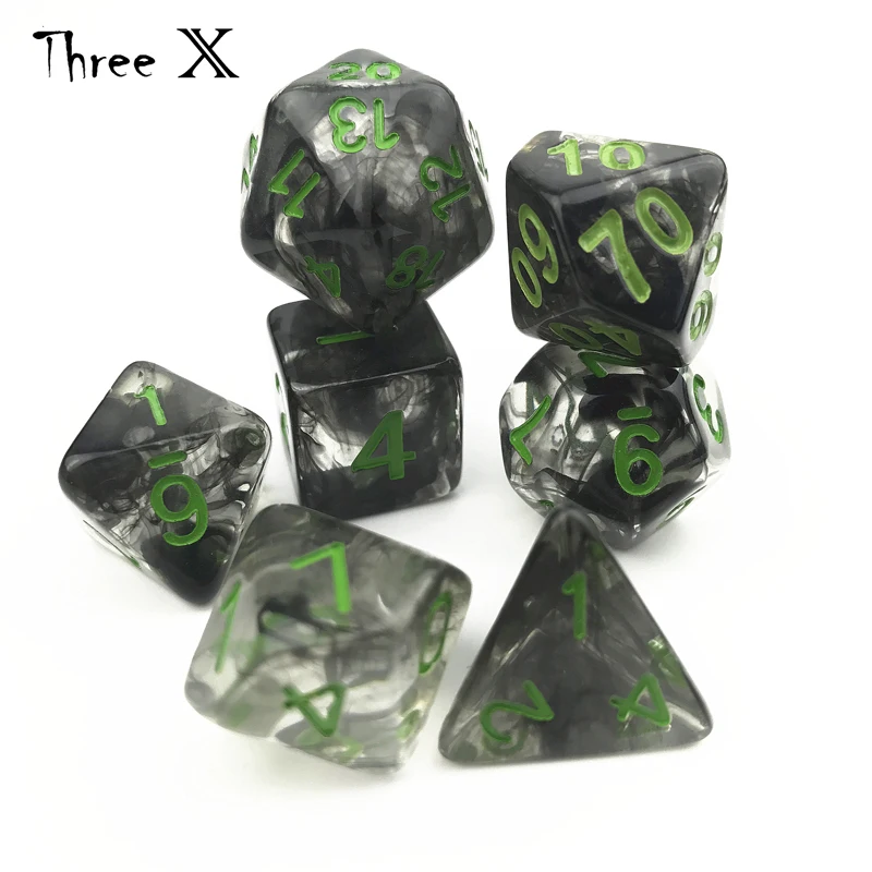 7 шт./компл. Juegos De Mesa Dados набор D4 D20 многогранных игральных костей для Rpg DND