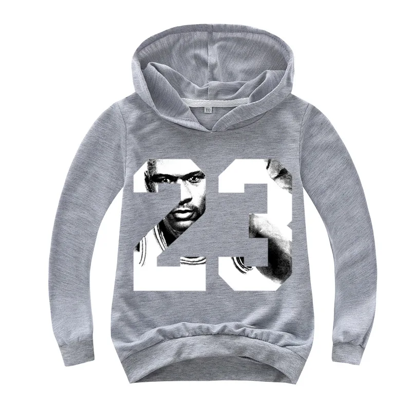 

Spring Boys Long Sleeved T-Shirt Fashion Cartoon Hooded 23 Print Children Clothes Cotton Baby Girls Tops Tees Kids Sweatshirts