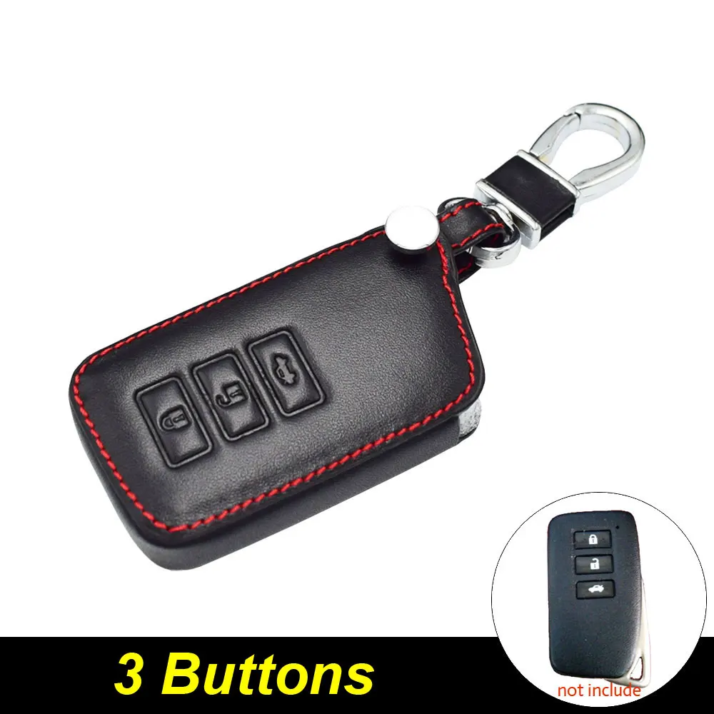 3 Buttons Кожаный чехол для автомобильных ключей, чехол для Lexus ES350 ES300h GS350 IS200T IS350 LX570 NX200 NX300 NX300h RC200t RX350 RX450h дистанционного Fob чехол сумка - Название цвета: 3 Buttons