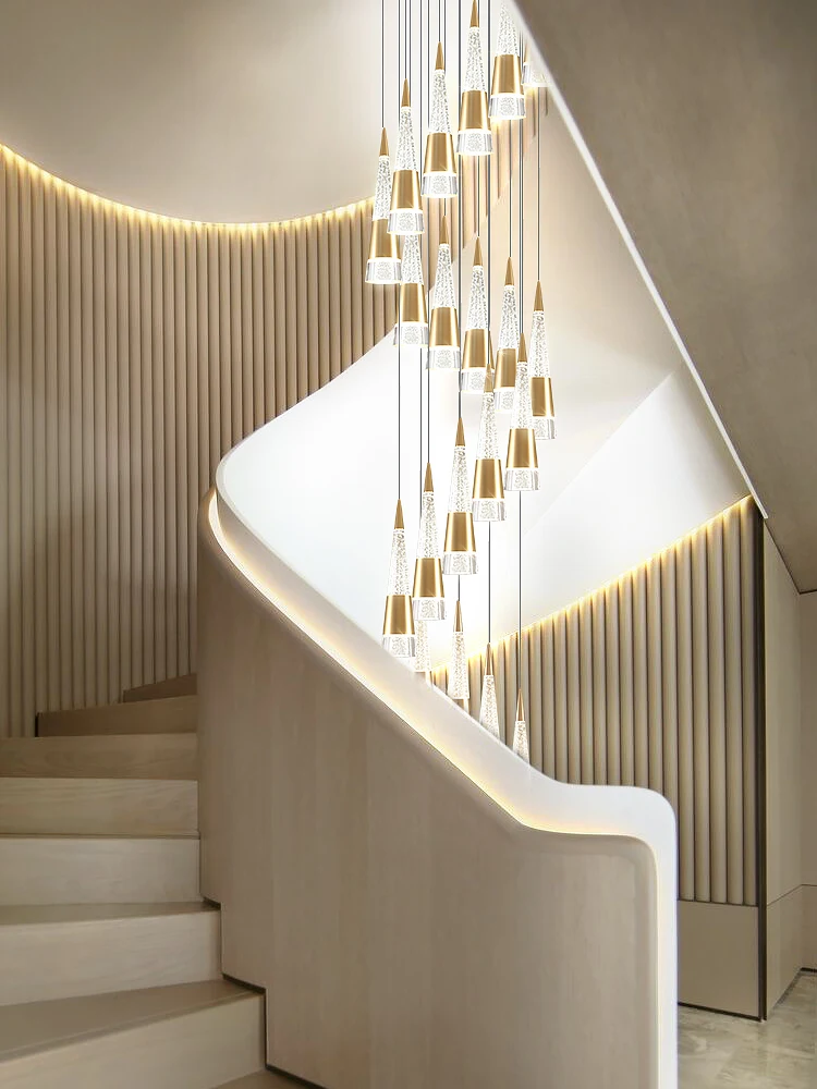 安い 北欧シャンデリアアルミアクリルdiy Ledランプペンダントライトペンダントランプダイニングルーム玄関スパイラル階段