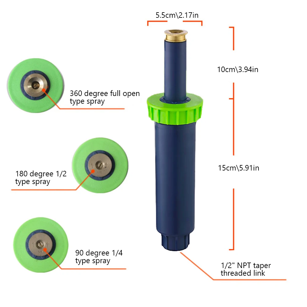 Автоматическая Вода подземный выдвижной лужайка разбрызгиватель 90/180/360