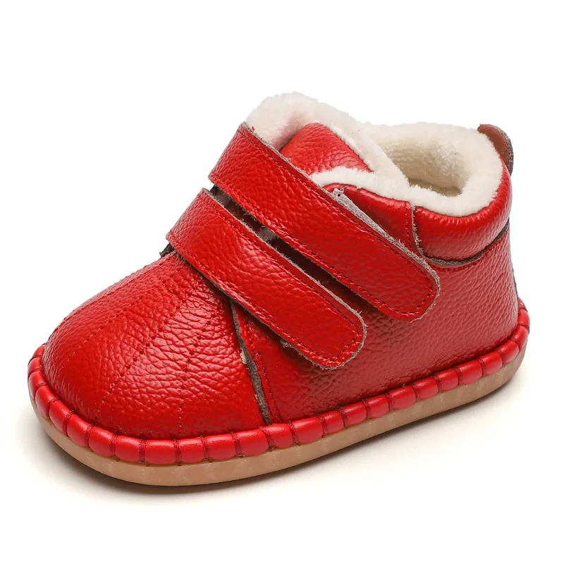 

Winter Infant Toddler Boots Baby Girls Boys Snow Boots Soft Bottom Genuine Leather Warm Plush Outdoor Kids Children Shoes