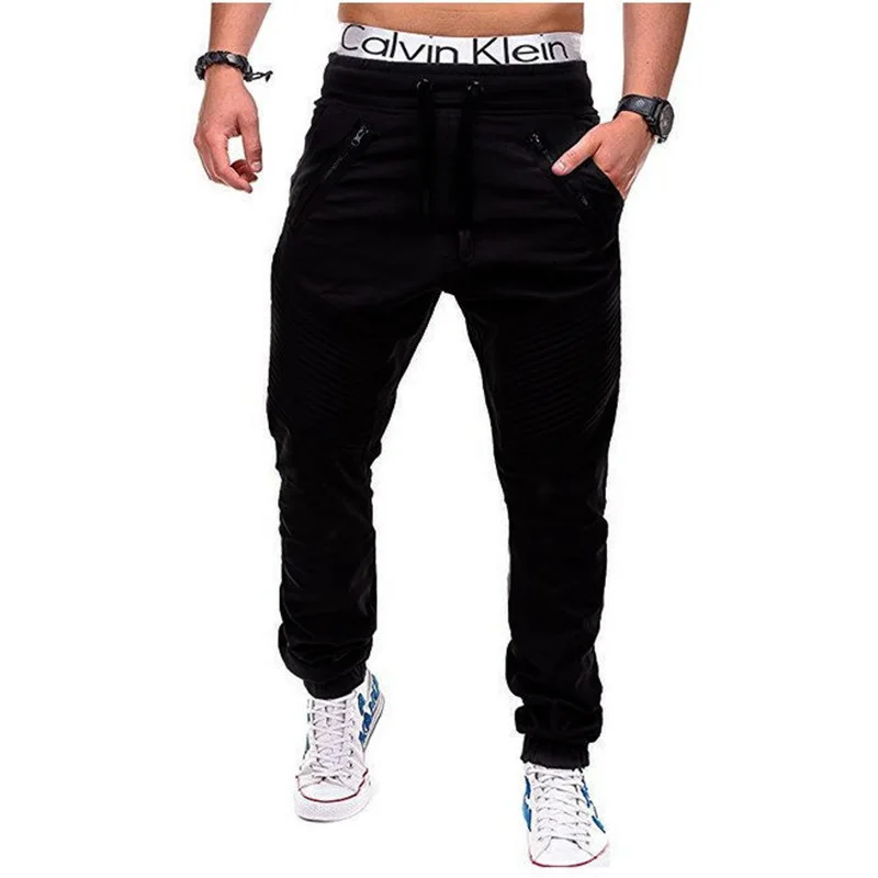 

2021 Fashion Men Casual Slim Long Pants Spring Summer Drawstring Pocket Trousers Vintage Solid Elastic Pencil Pants Men Clothing