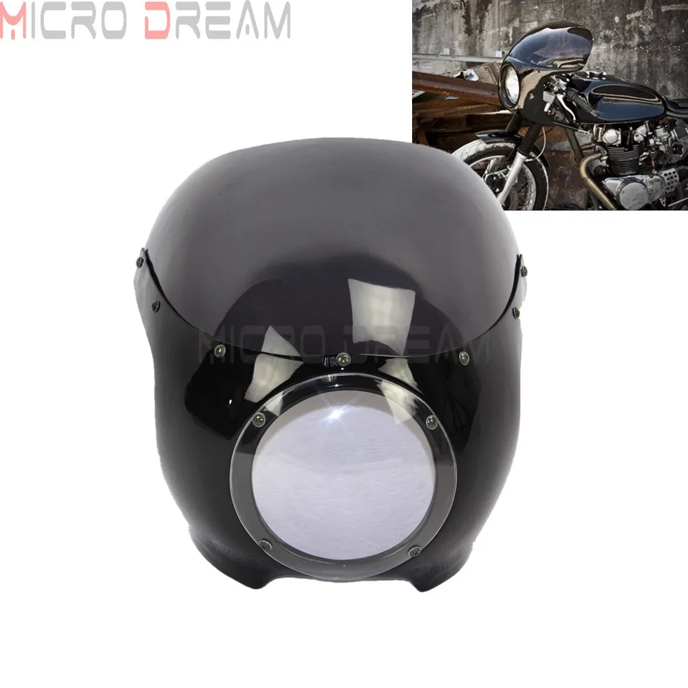 Кафе гонщик Ретро черный 5 3/4 &quotголовной светильник обтекатель дым лобовое
