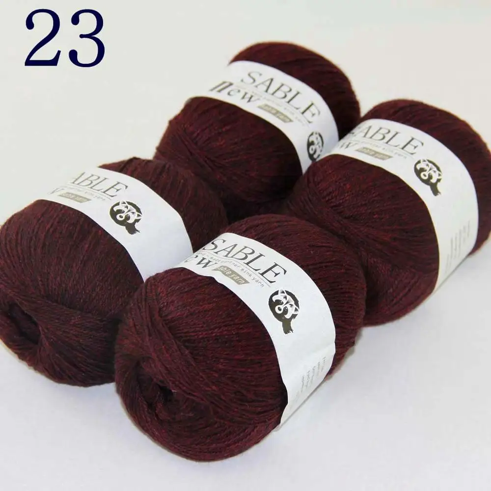 

Sale Super Soft 4X50g Pure Sable Cashmere Wrap Shawls Hand Knit Wool Crochet 243-23 Wine