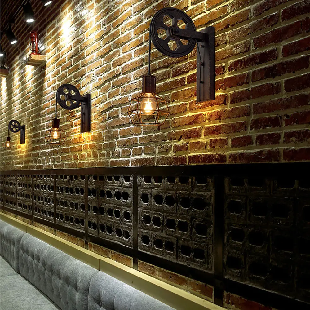 Retro Vintage Wall Light Ceiling Lifting Pulley Industrial Lamp Fixture Loft Cafe Bar Adjustable Sconce Home Decor | Лампы и освещение