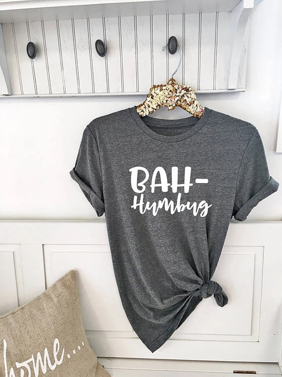 

Bah-humbug t shirt Christmas Tee Funny Christmas red t shirt moletons tumblr New year"s t shirt casual top dropship- K753