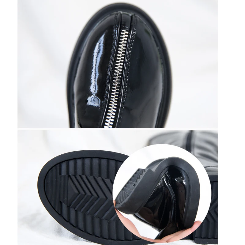 Kids Patent Leather Boots Mid-calf Fashion Flat Spring Winter Dress Shoes Bright Color Girls British Style Retro Footwear |