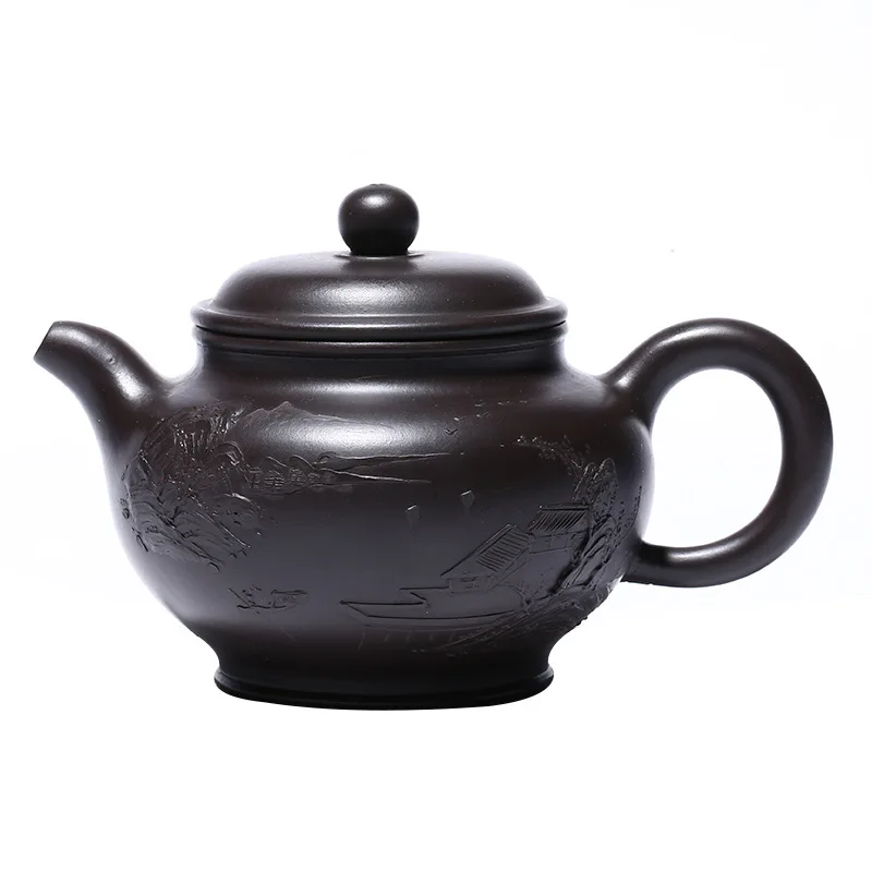 

Yixing teapot famous hand-painted landscape, a purple clay teapot raw ore tea set