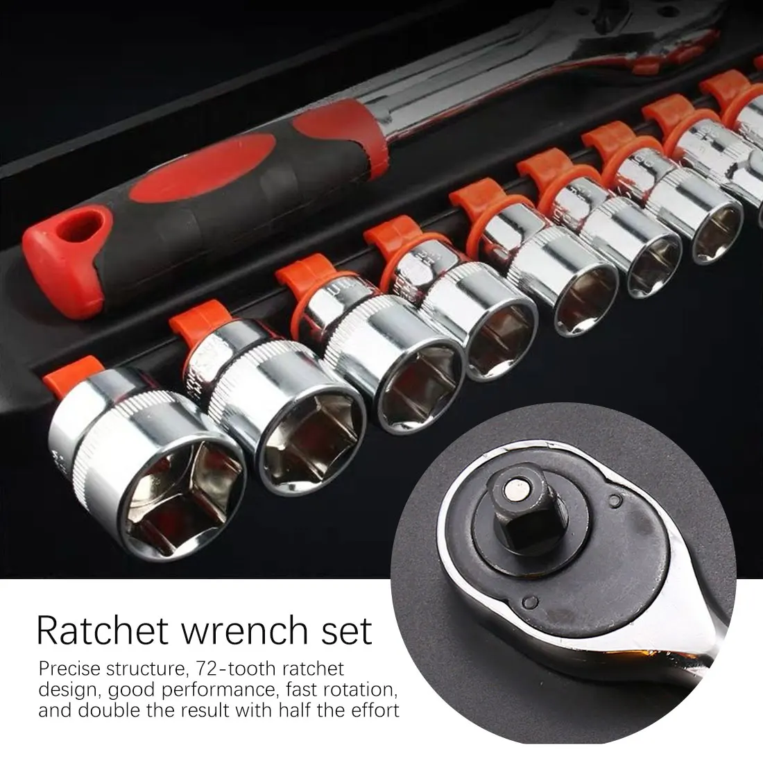 

CR-V Ratchet Wrench 1/2 "3/8" 1/4 "Wrench Tool Set Socket Set Professional Car Repair Tool 2021 Hot Selling