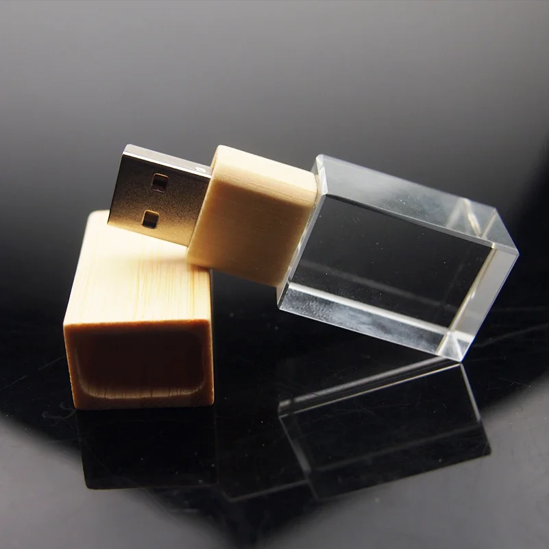 Красивый usb флеш-накопитель из бамбука и кристалла 32 ГБ высокоскоростной