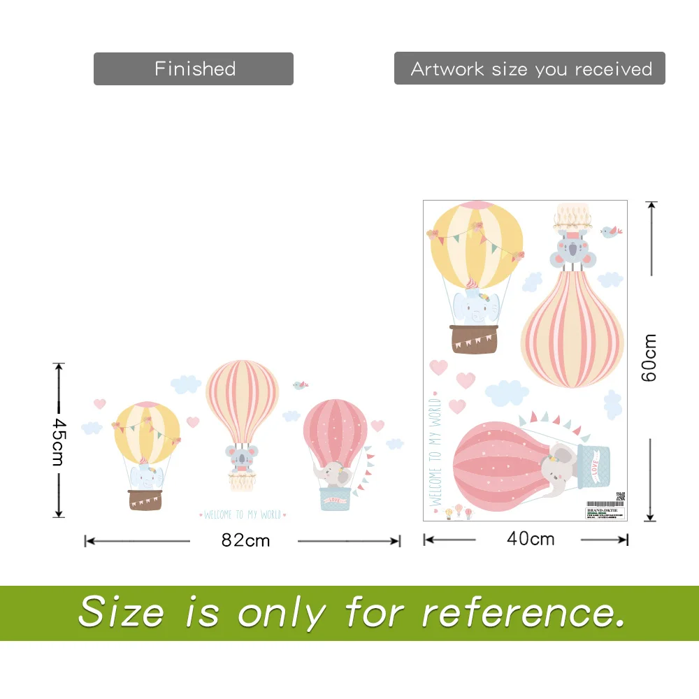 Наклейки на стену Мультяшные воздушные шары милые животные украшение для